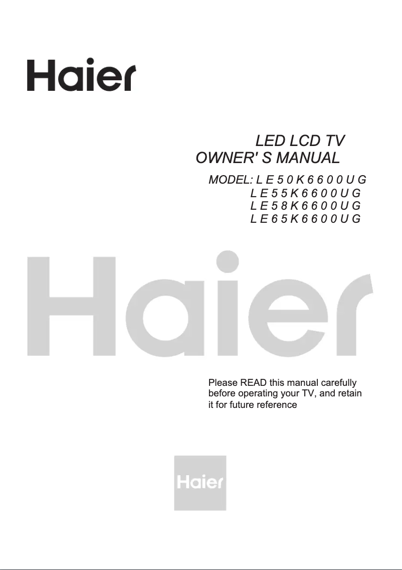 Page 1 de la notice Manuel utilisateur Haier LE43K6600UG