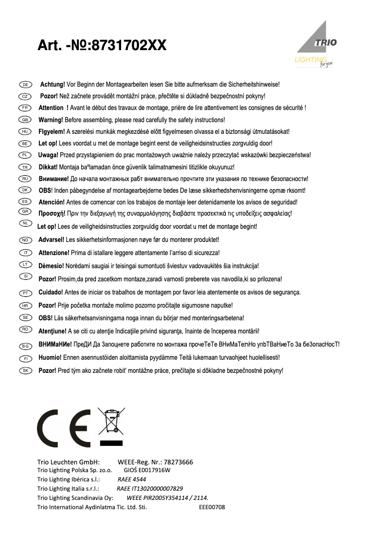 Image de la première page du manuel de l'appareil Narcos 873170207