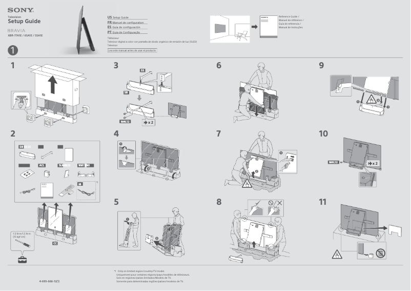 Page 1 de la notice Guide d'installation Sony Bravia Oled XBR-55A1E