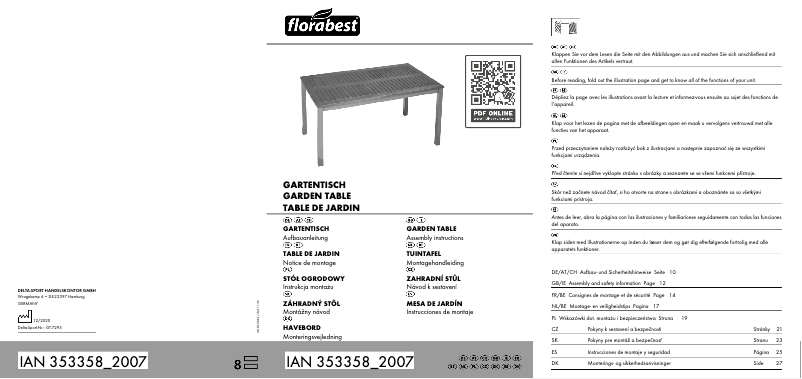 Page 1 de la notice Manuel utilisateur Florabest IAN 353217
