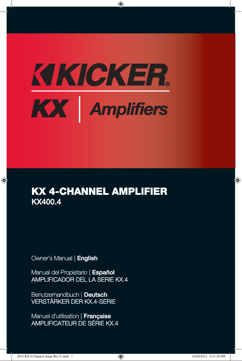 Page 1 de la notice Manuel utilisateur Kicker KX400.4