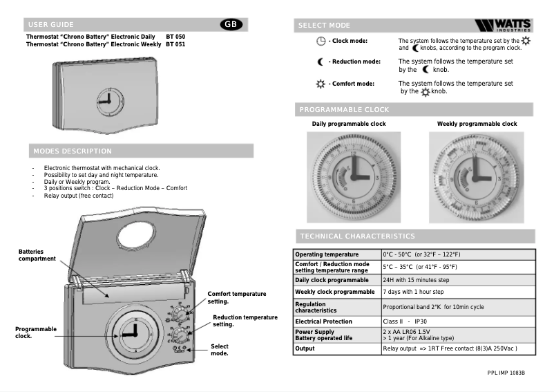 Image de la première page du manuel de l'appareil Chrono Battery BT 051