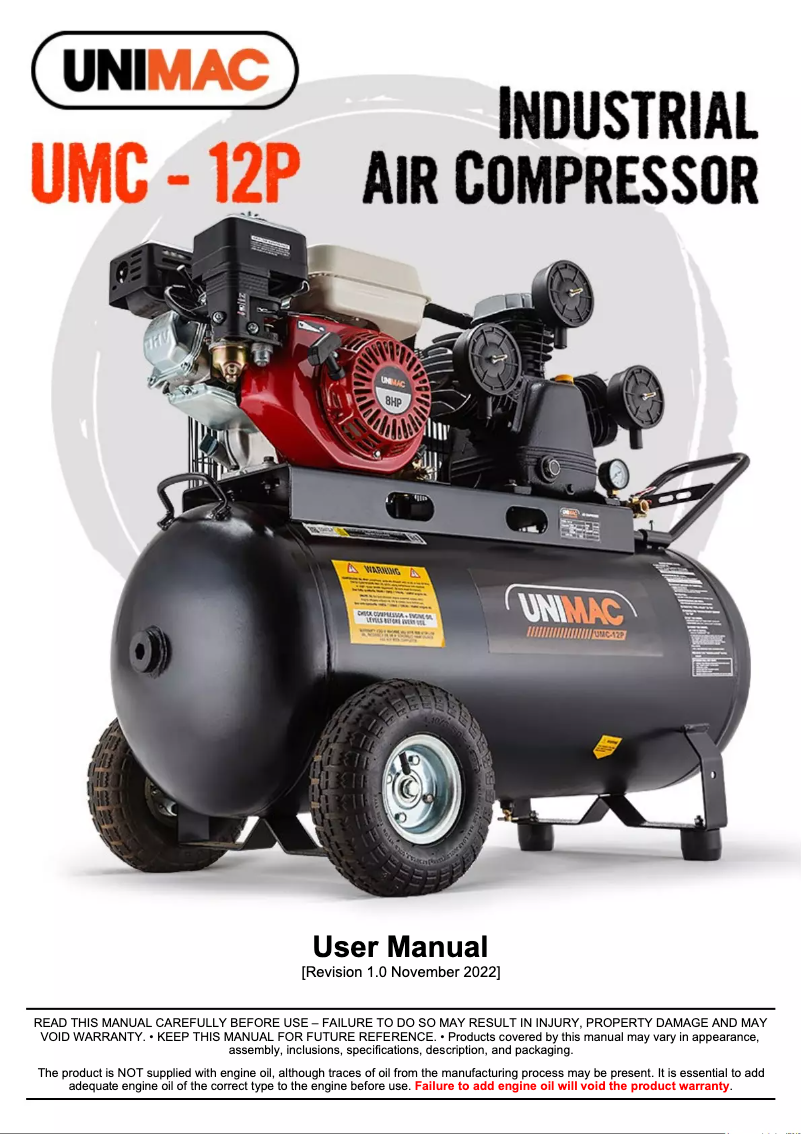 Page 1 de la notice Manuel utilisateur Unimac UMC-12P