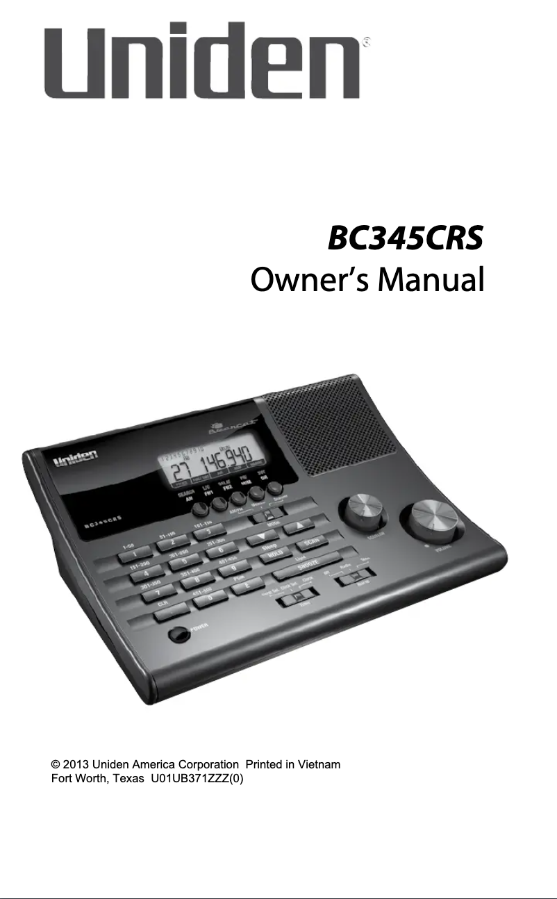 Image de la première page du manuel de l'appareil BC345CRS