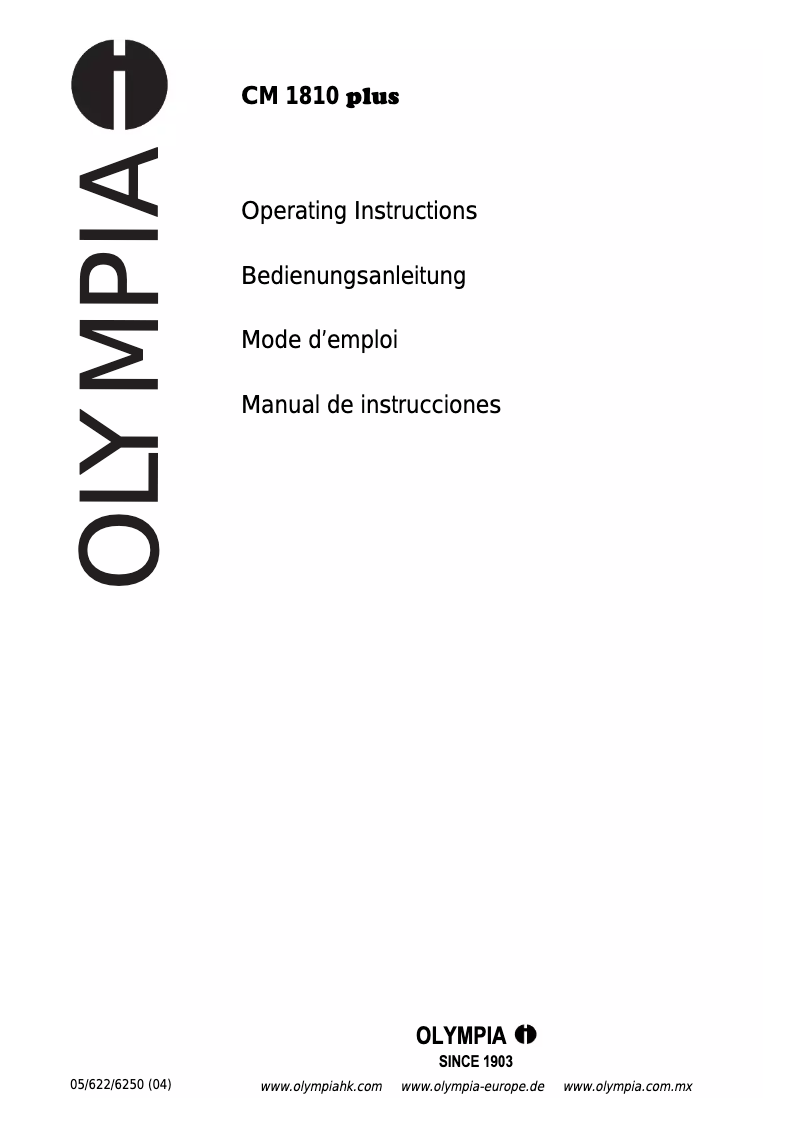 Page n°1 - Manuel utilisateur Olympia CM 1810 Plus