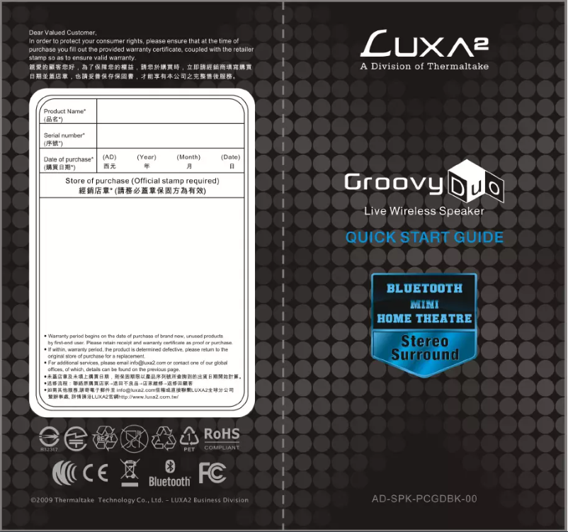 Page n°1 - Manuel utilisateur Luxa2 Groovy Duo Live Wireless