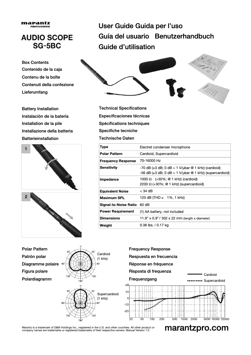Page n°1 - Manuel utilisateur Marantz Audio Scope SG-5BC