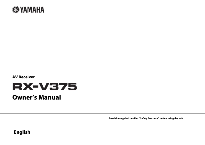 Page n°1 - Manuel utilisateur Yamaha RX-V375