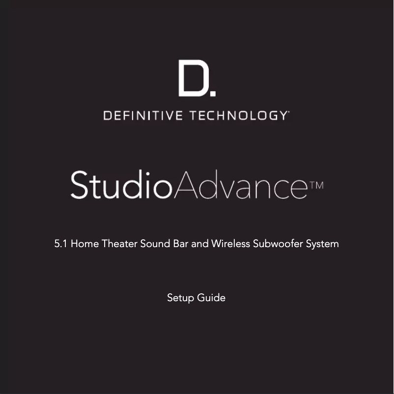 Page 1 de la notice Guide d'installation Definitive Technology Studio Advance