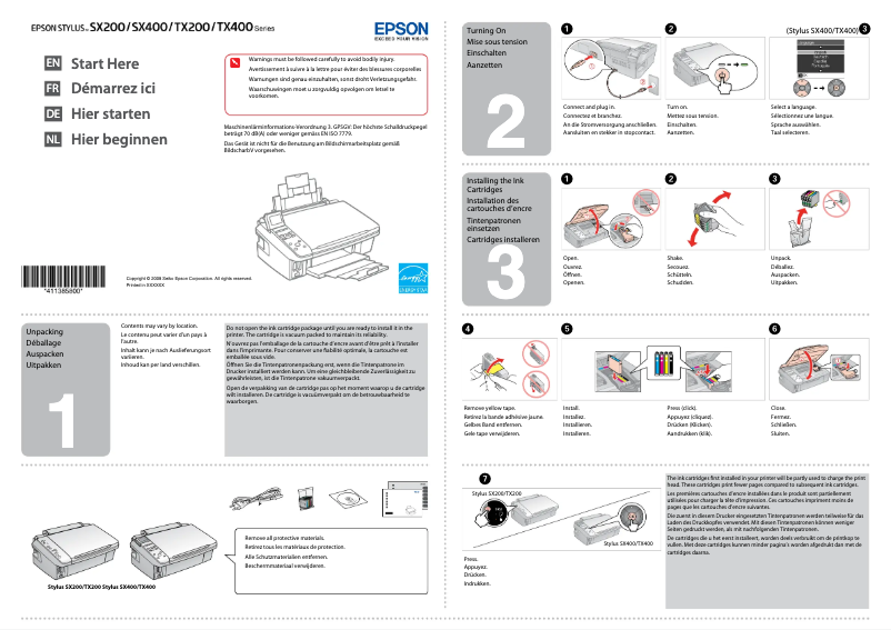 Page n°1 - Manuel utilisateur Epson Stylus SX405