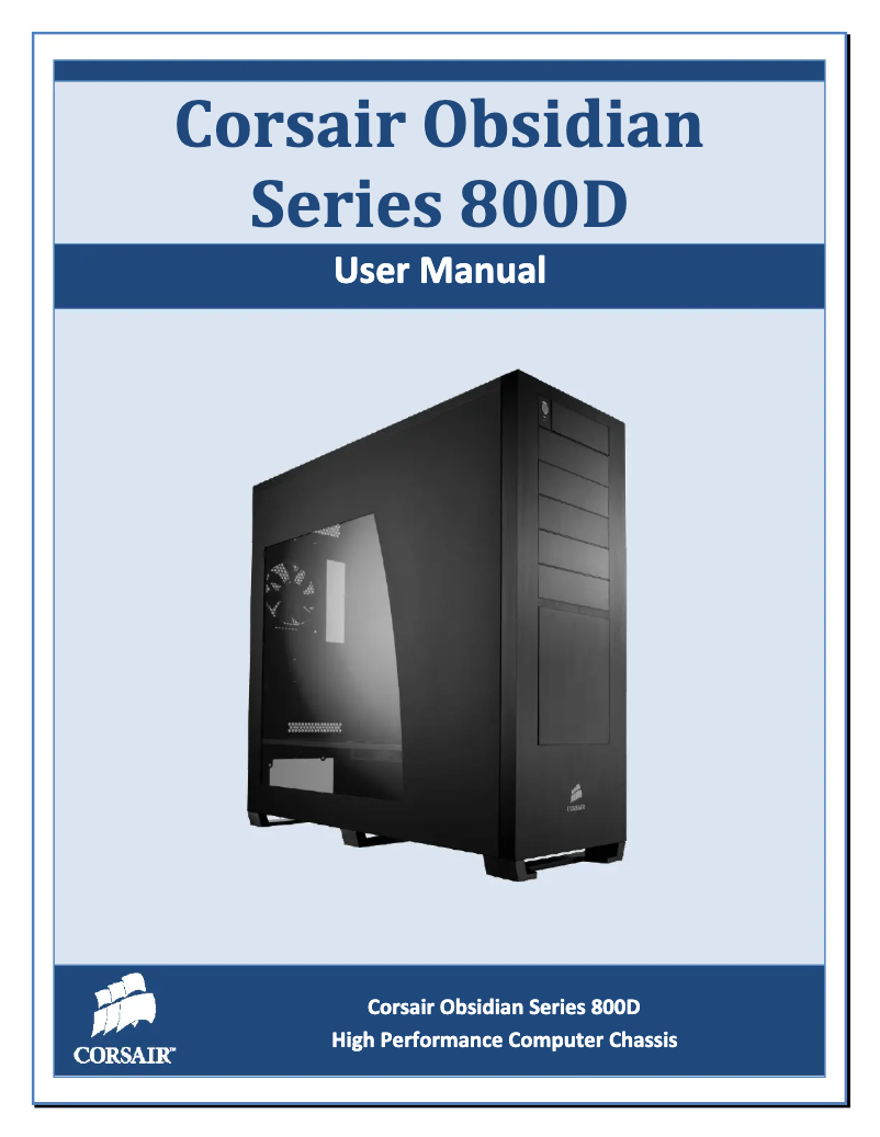 Page 1 de la notice Manuel utilisateur Corsair Obsidian 800D