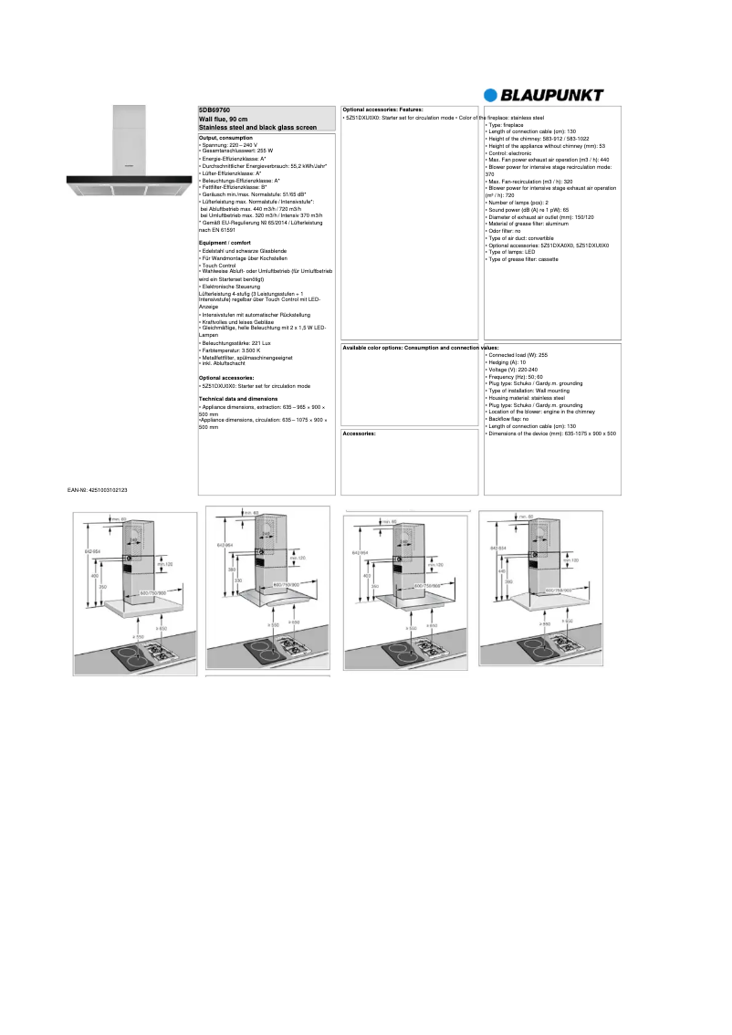Page n°1 - Fiche technique Blaupunkt 5DB69760