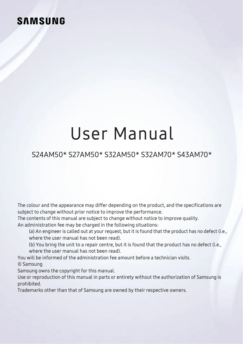 Page 1 de la notice Manuel utilisateur Samsung LS24AM506NUX