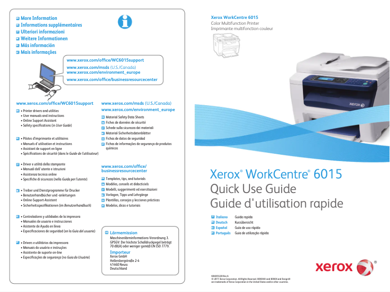 Image de la première page du manuel de l'appareil WorkCentre 6015
