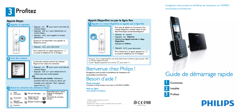 Page 1 of the manual Quick Start Guide Philips Design collection VOIP8550B