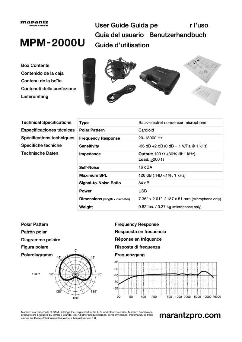 Imagen de la primera página del manual del dispositivo MPM-2000U