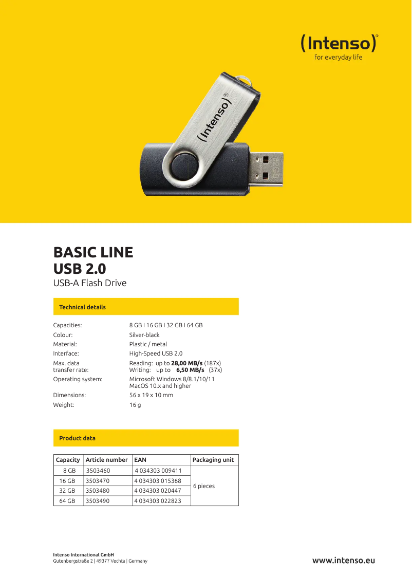 Página 1 del manual Manual de usuario Intenso Basic Line USB 2.0