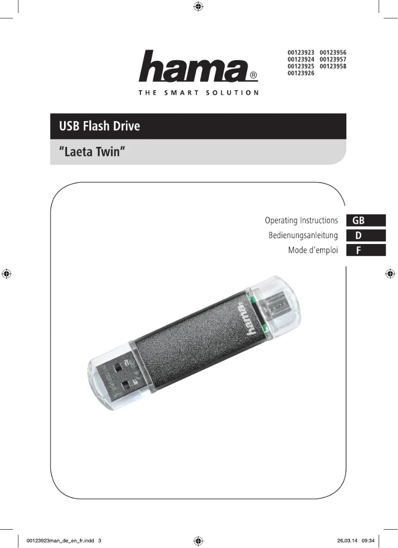 Page 1 de la notice Manuel utilisateur Hama 32GB USB 2.0 00123958