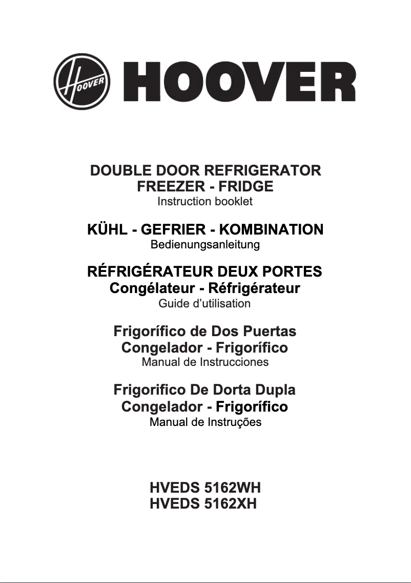Page n°1 - Manuel utilisateur Hoover HVEDS 5162WH