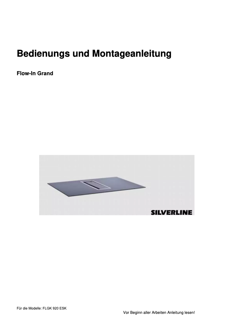 Image de la première page du manuel de l'appareil FLGK 920 ESK