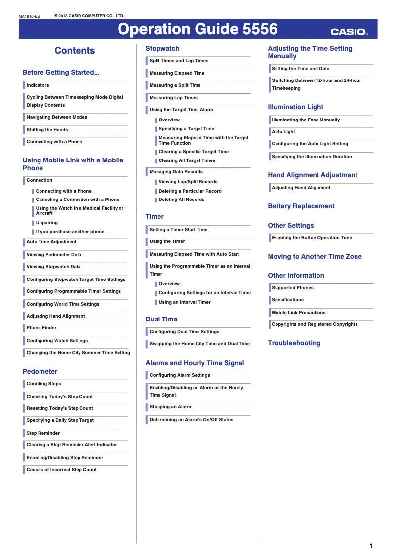 Page n°1 - Manuel utilisateur Casio Baby-G BSA-B100-7AER