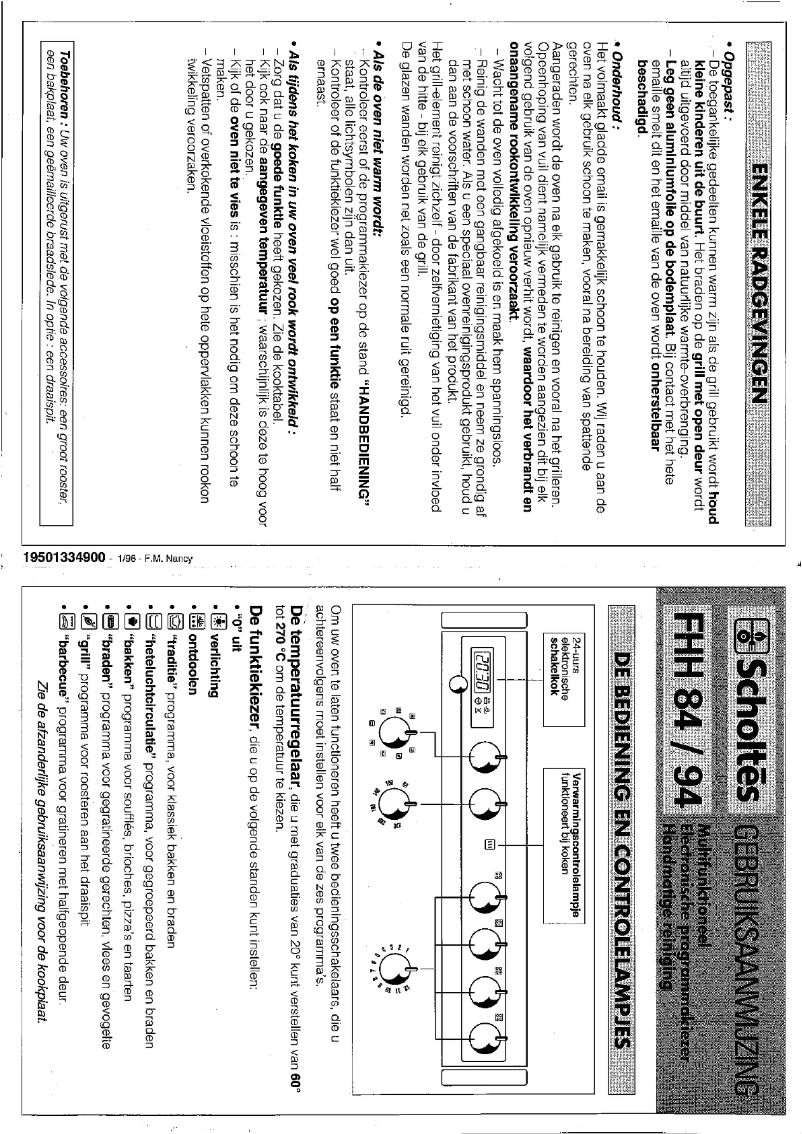 Page 1 of the manual User Manual Scholtès FHH 94