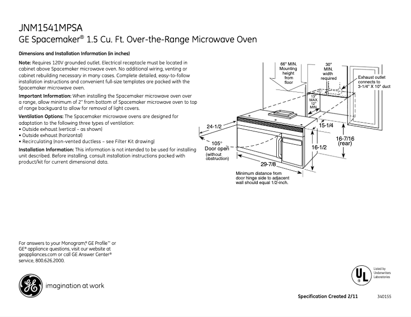 Image de la première page du manuel de l'appareil Spacemaker JNM1541MPSA