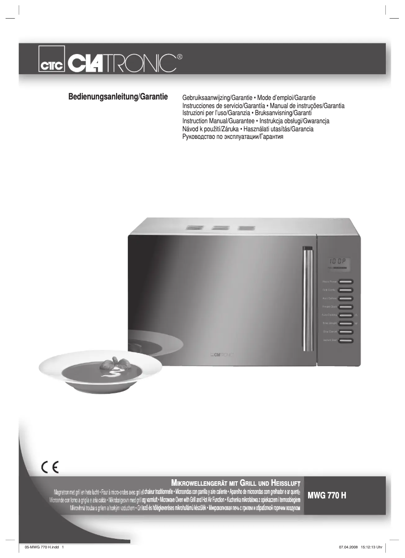 Page 1 de la notice Manuel utilisateur Clatronic MWG 770