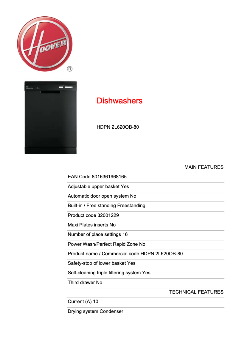 Image de la première page du manuel de l'appareil HDPN 2L620OB-80
