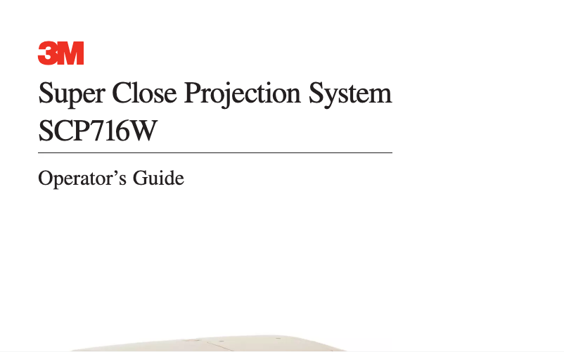 Page 1 de la notice Manuel utilisateur 3M SCP716W