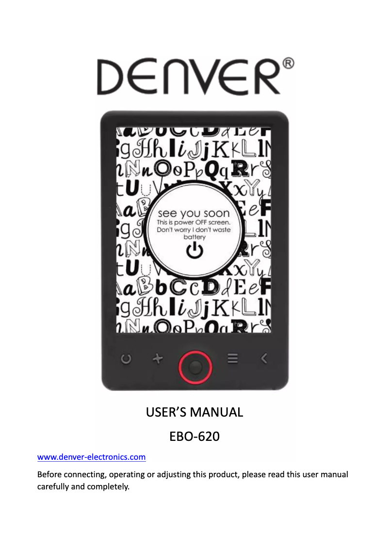 Page n°1 - Manuel utilisateur Denver EBO-620
