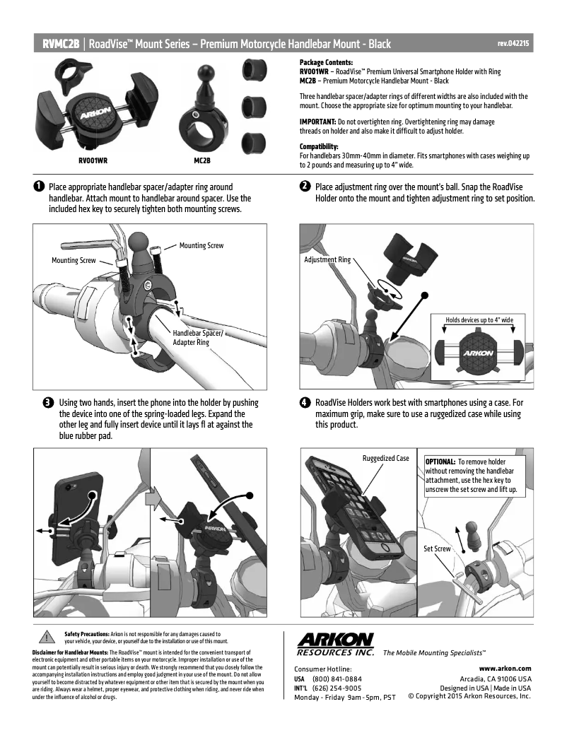 Page 1 de la notice Manuel utilisateur Arkon RVMC2B