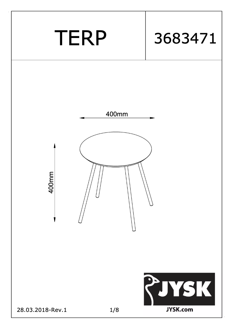 Page 1 de la notice Manuel utilisateur JYSK Terp