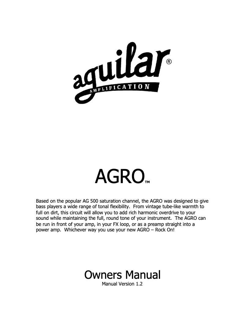 Page 1 de la notice Manuel utilisateur Aguilar Agro