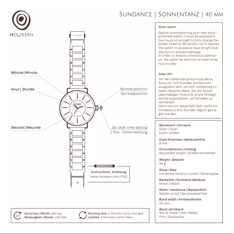 Page 1 de la notice Manuel utilisateur Holzkern Lichtsäule