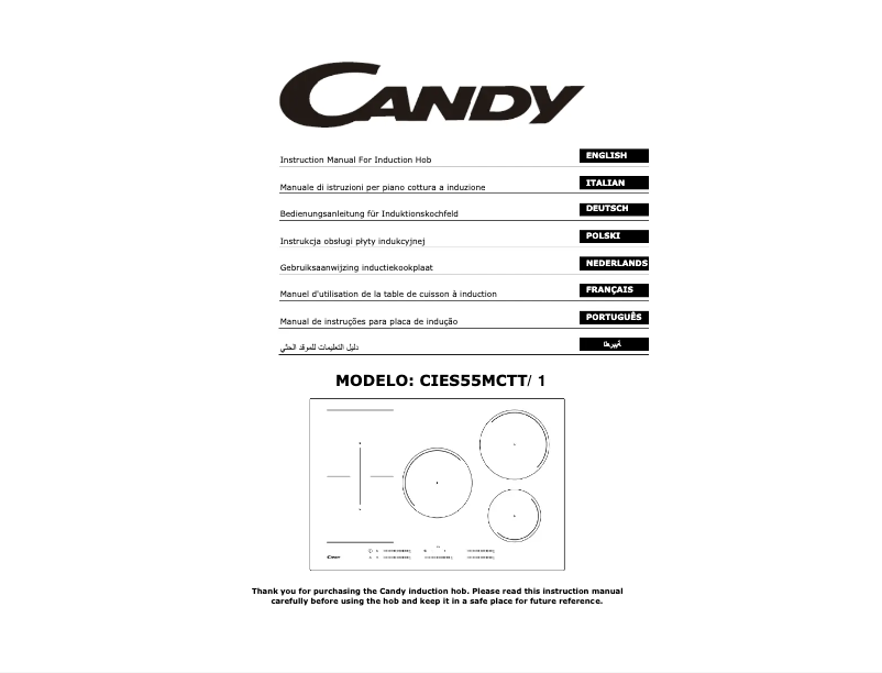 Page 1 de la notice Manuel utilisateur Candy CIES55MCTT/1