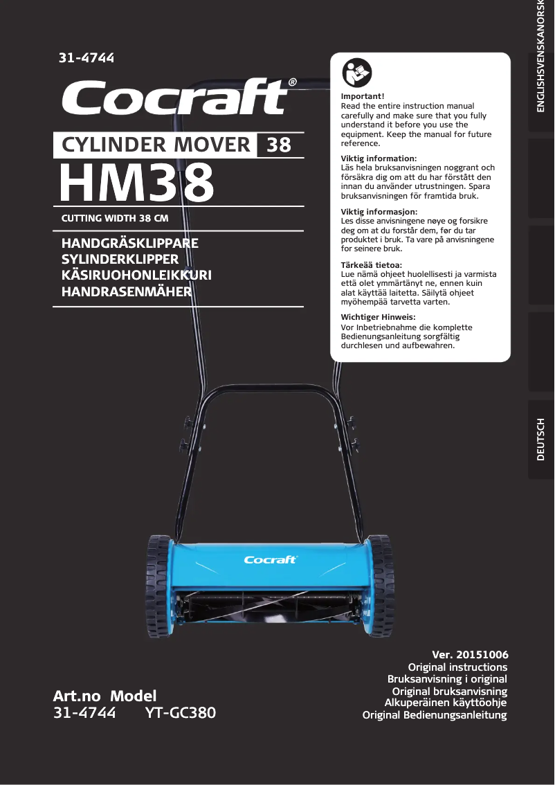 Page 1 de la notice Manuel utilisateur Cocraft HM38