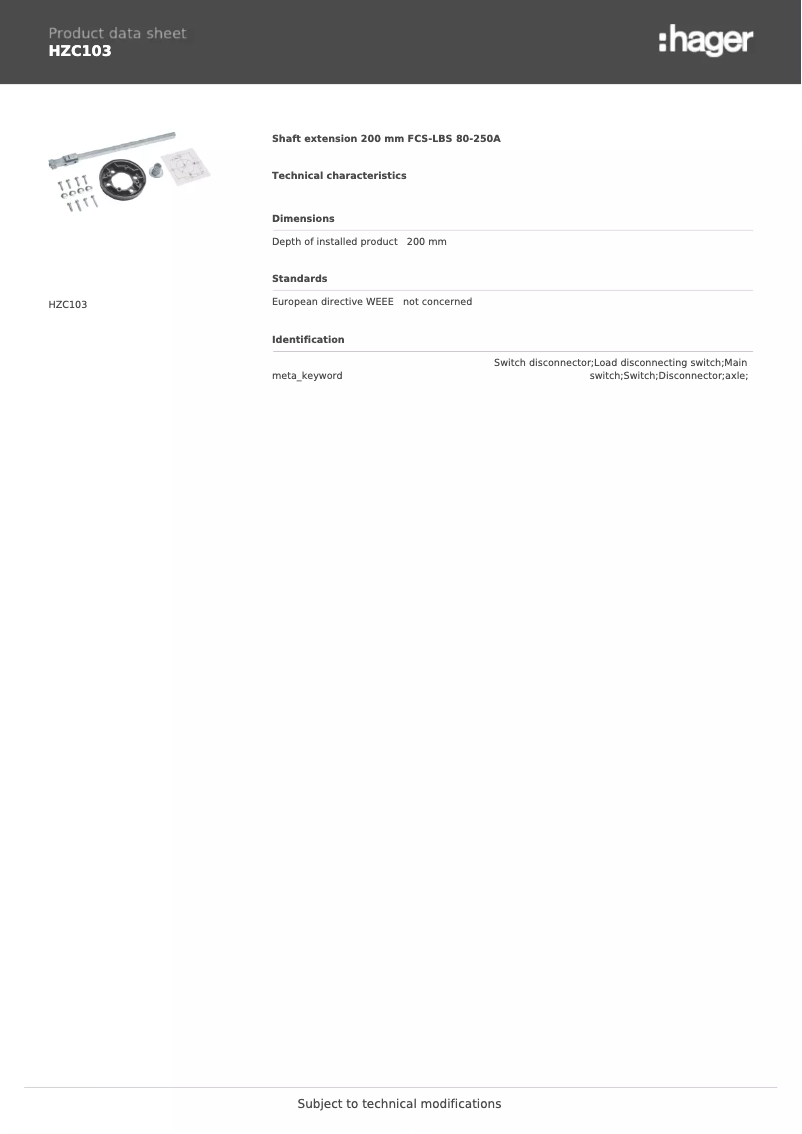 Page n°1 - Manuel utilisateur Hager HZC103