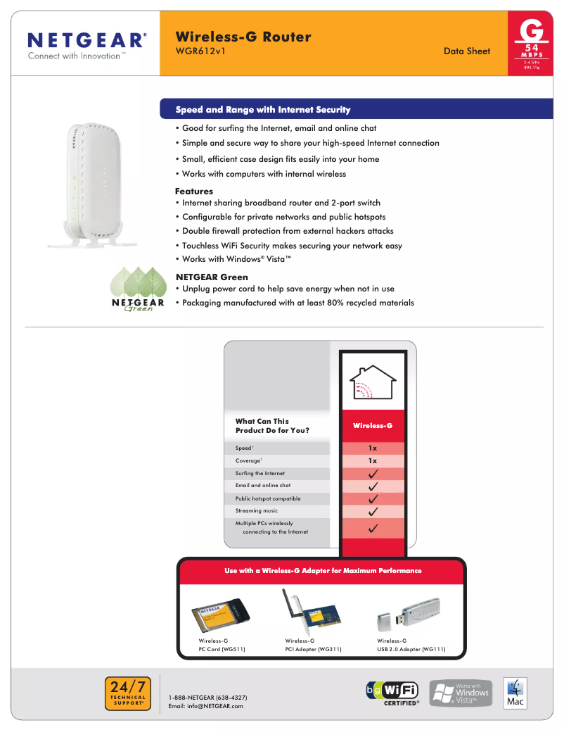 Page 1 de la notice Manuel utilisateur Netgear WGR612