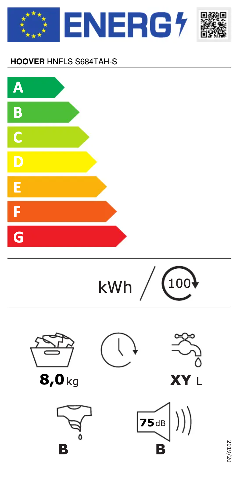 Page n°1 - Label énergétique Hoover HNFLS S684TAH-S