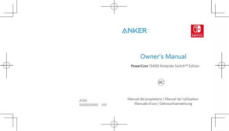 Página 1 del manual Manual de usuario Anker PowerCore 13400 Nintendo Switch