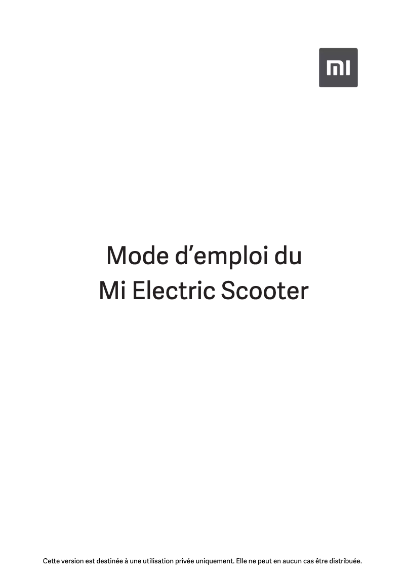 Page n°1 - Manuel utilisateur Xiaomi Mi Electric Scooter