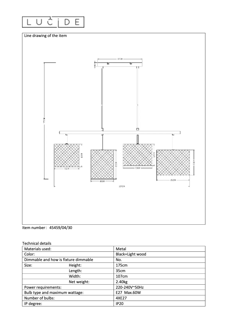 Page 1 de la notice Manuel utilisateur Lucide Baskett