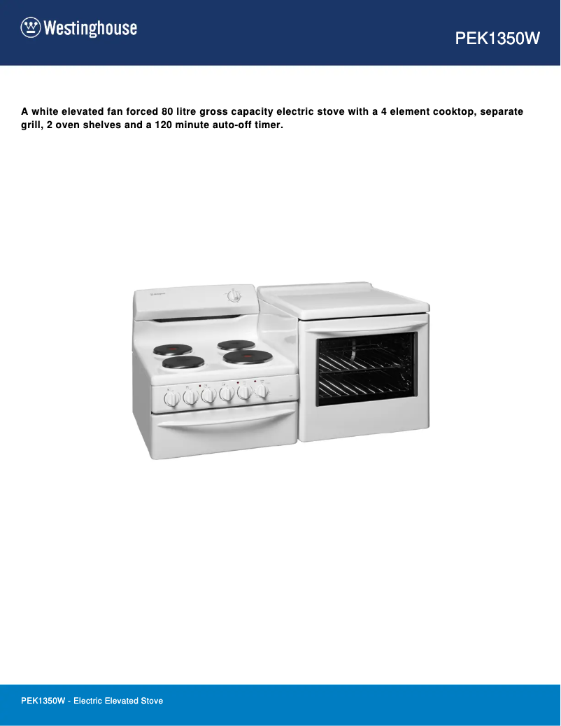 Page n°1 - Fiche technique Westinghouse PEK1350W