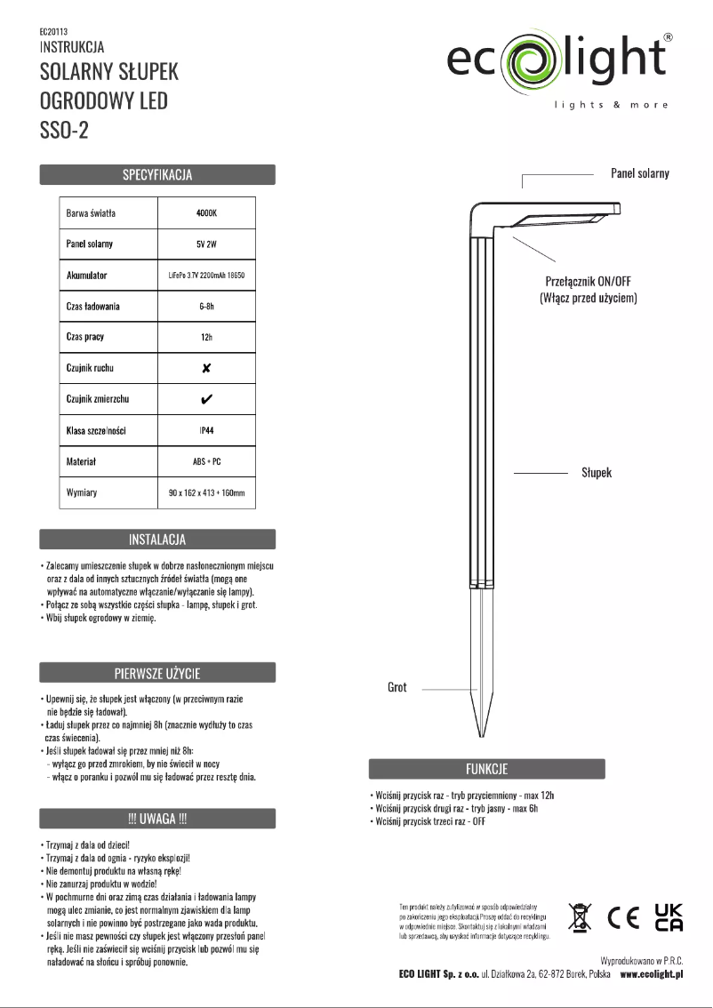 Image de la première page du manuel de l'appareil SSO-2