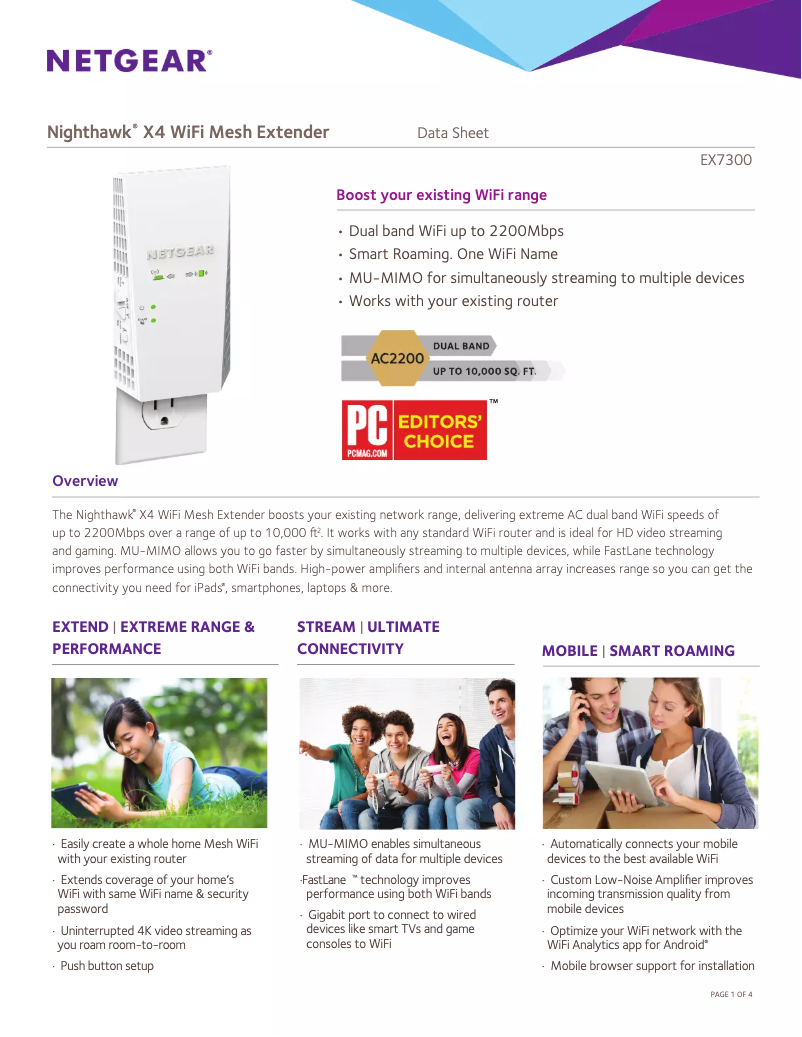 Image de la première page du manuel de l'appareil Nighthawk X4 EX7300