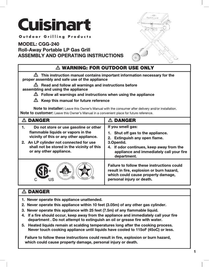 Image de la première page du manuel de l'appareil CGG-240