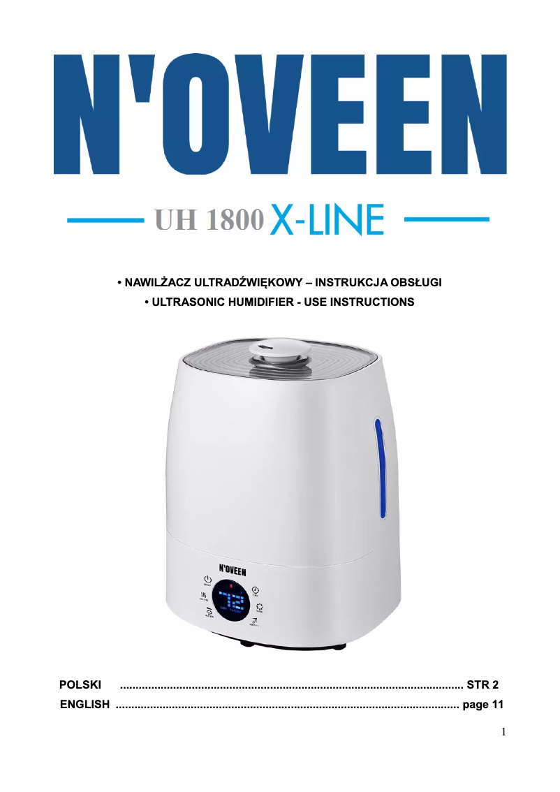 Página 1 del manual Manual de usuario N'oveen UH1800
