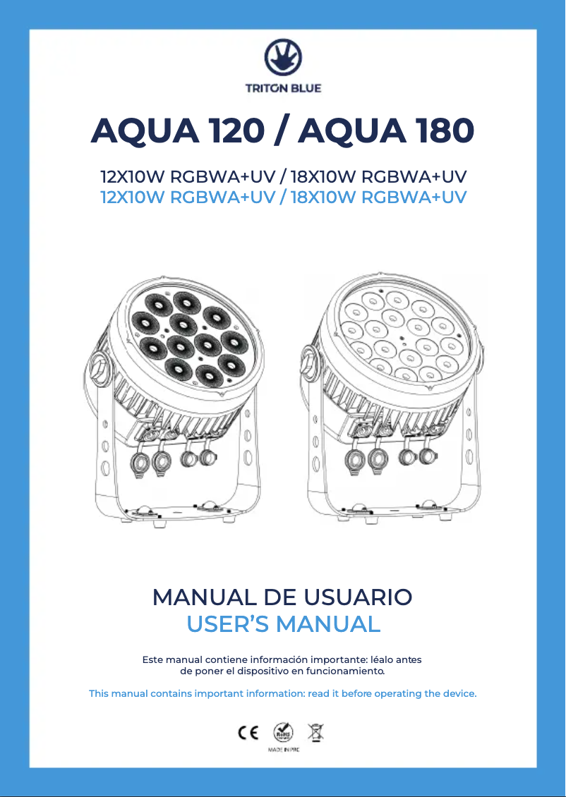 Página 1 del manual Manual de usuario Triton Blue Aqua 180