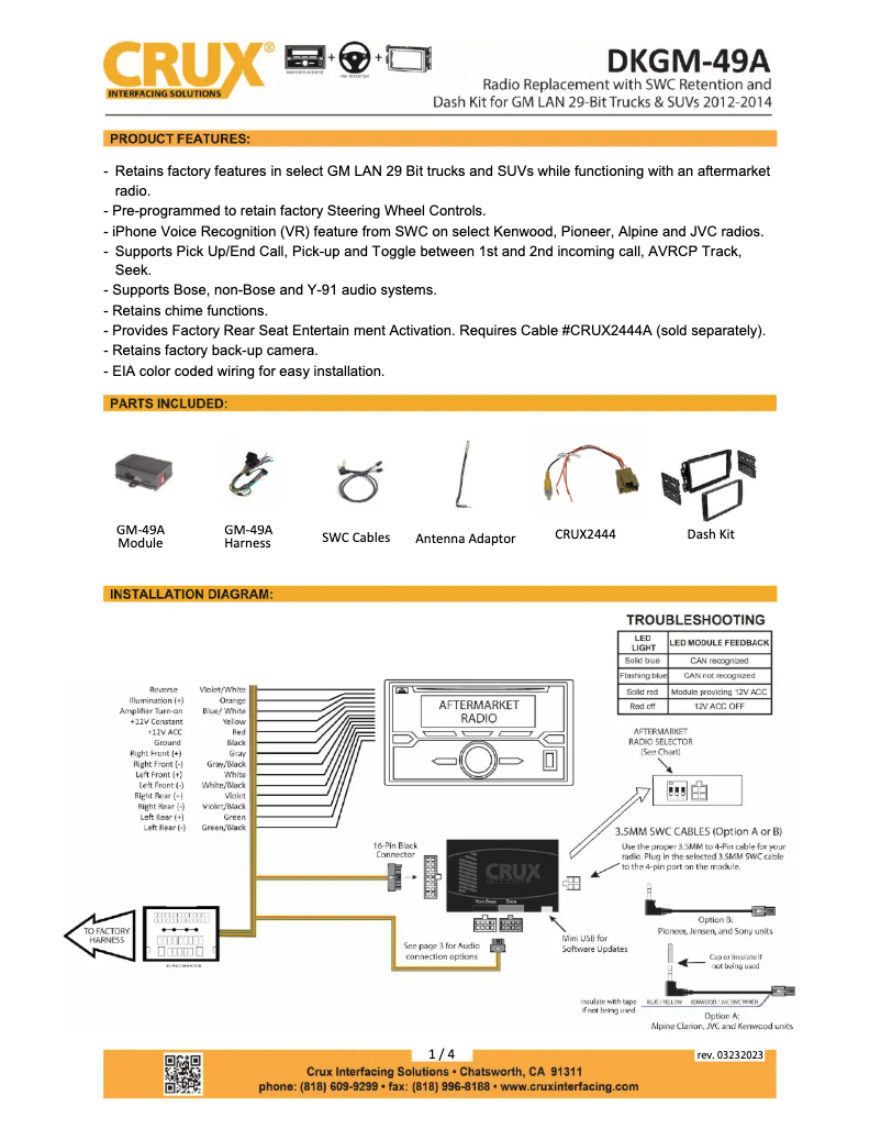 Page n°1 - Manuel utilisateur CRUX DKGM-49A